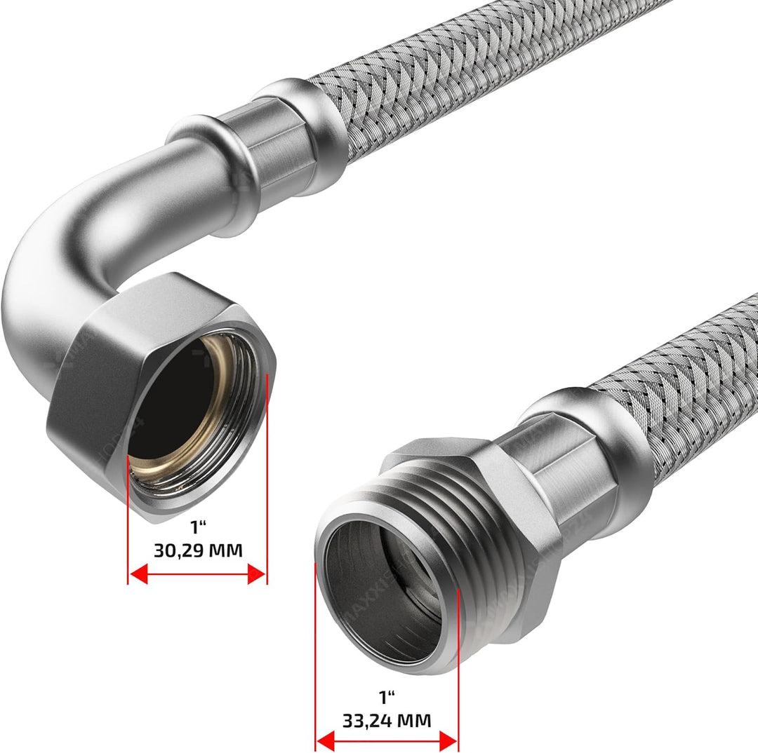 AWM Edelstahl Flexschlauch 1/2, 3/4, 1 Zoll Panzerschlauch Anschlussschlauch Sanitär Hauswasserwerk