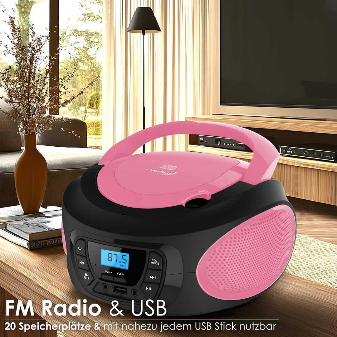 Tragbarer CD-Player | CD/CD-R | USB | FM Radio | AUX-In | Kopfhöreranschluss | Kinder Radio | Boombo