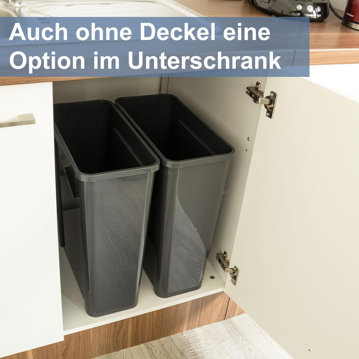 Hummelladen 25 Liter Mülltonne Klar-Grau Recyclingtonne 19x40x50cm mit abnehmbarem Klappdeckel - Sch