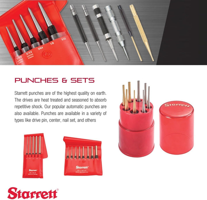 Starrett 18AA Automatischer Körner mit einstellbarem Hub, 4" Länge, 7/16" Durchmesser Single, Single