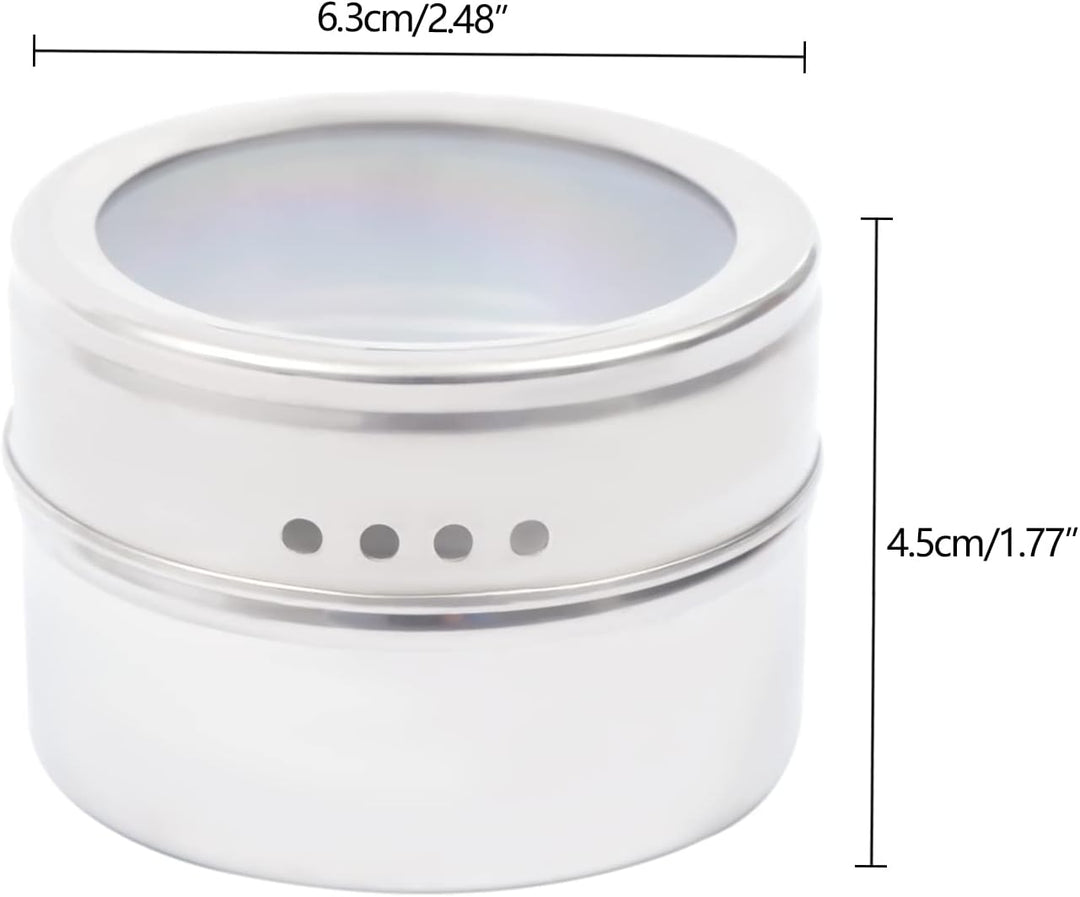 9er Gewürzgläser Set 70ml Edelstahl Gewürzglas, Spice Jars Mit magnetischer Haftung, kann an metalli