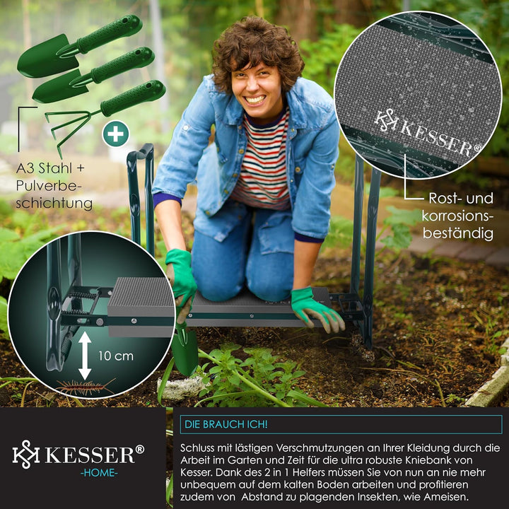 KESSER® 2 in 1 XXL Kniebank für Gartenarbeit Gepolstert Sitzunterlage Eva-Schaumkissen Gartenhocker