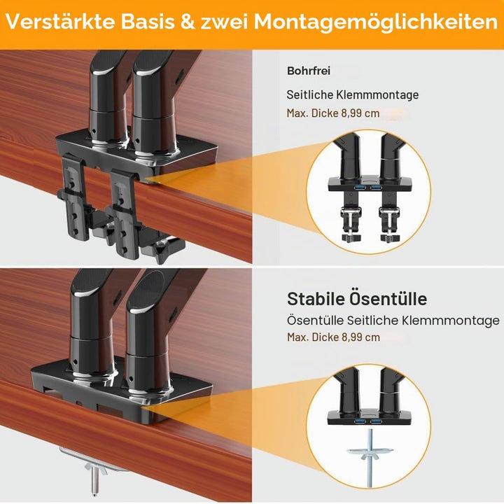 ErGear Monitor Halterung 2 Monitore bis 40 Zoll, Ergonomischer Bildschirmhalterung mit USB-Anschluss