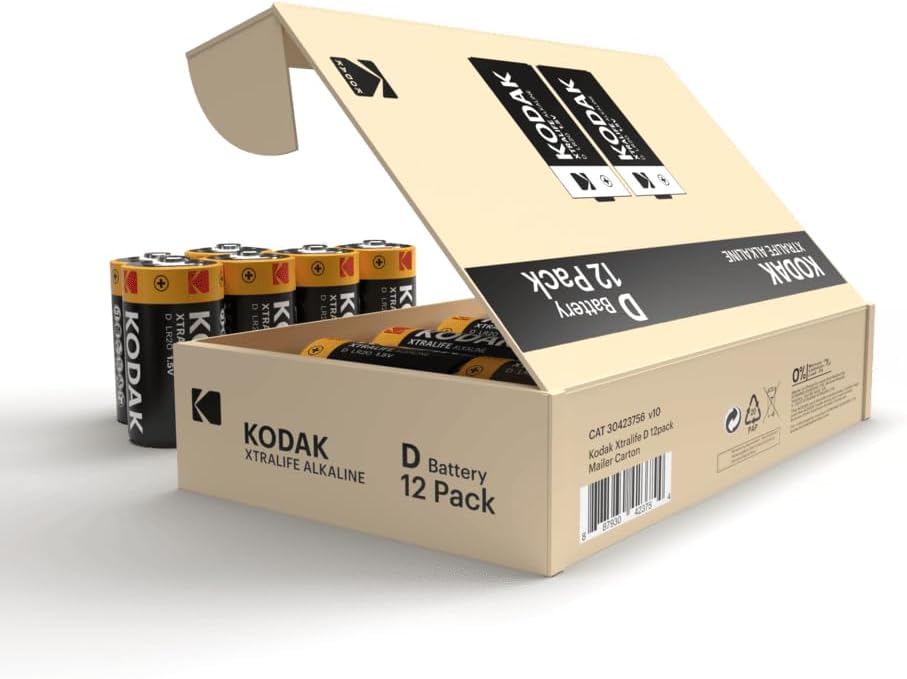 Kodak | Typ C Batterien | C Zellen LR14 Batterie | 12 Stück | Alkalibatterie | 1,5 V