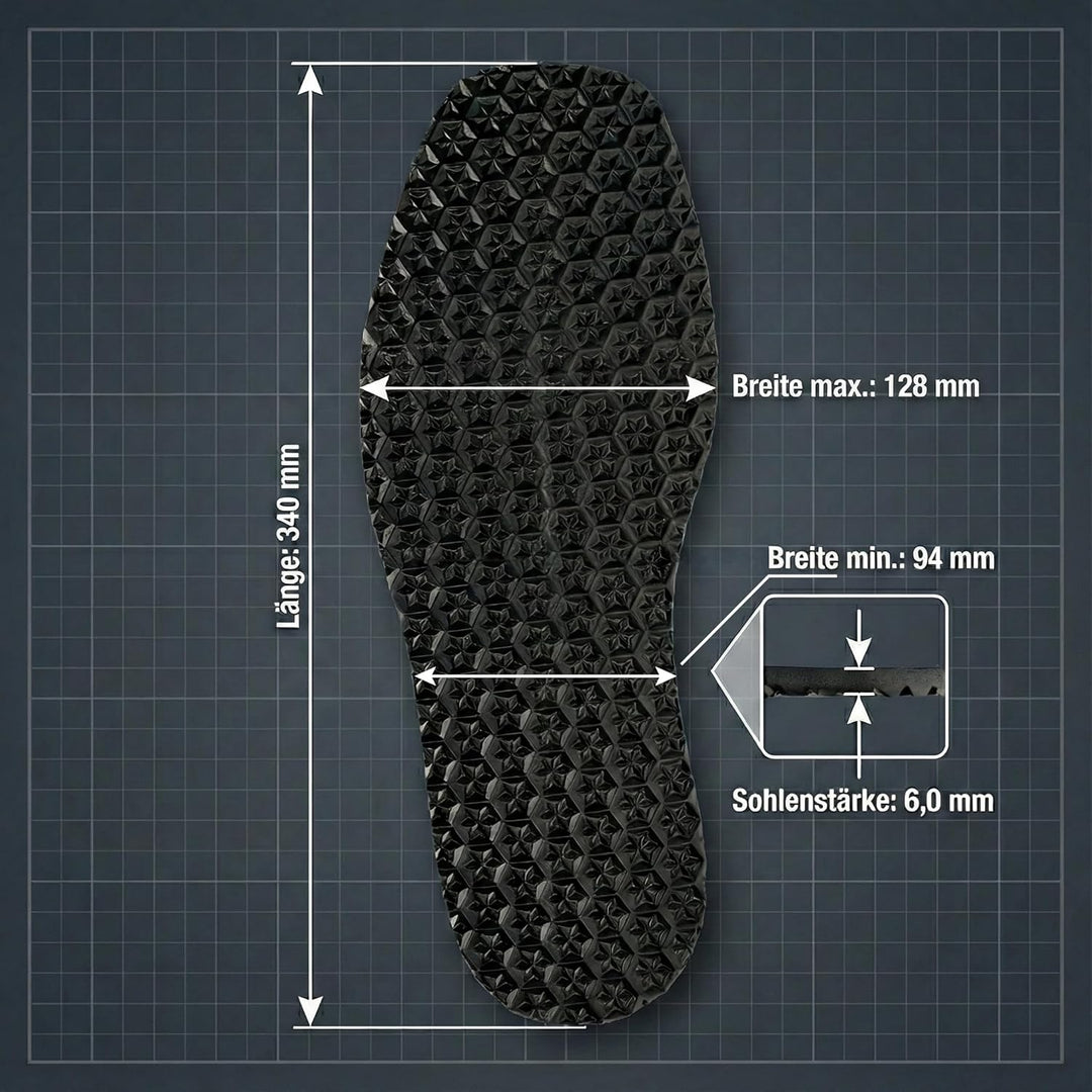 Langlauf Schuhreparatur Zellkautschuk Langsohle Sohle Black Star Extradick 6mm, 36/48, Schwarz