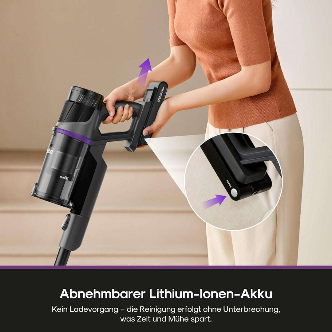 Eureka ReactiClean 520 Staubsauger, Akku Staubsauger, 4-in-1 Design kabellos, Überlegene 5-Stufen Fi