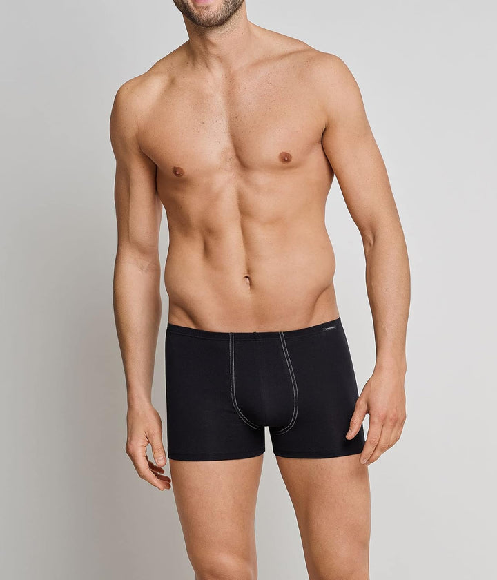 Schiesser Herren 2 PACK Boxershorts mit weichem Bund - Essentials S 4 X Schwarz, S 4 X Schwarz