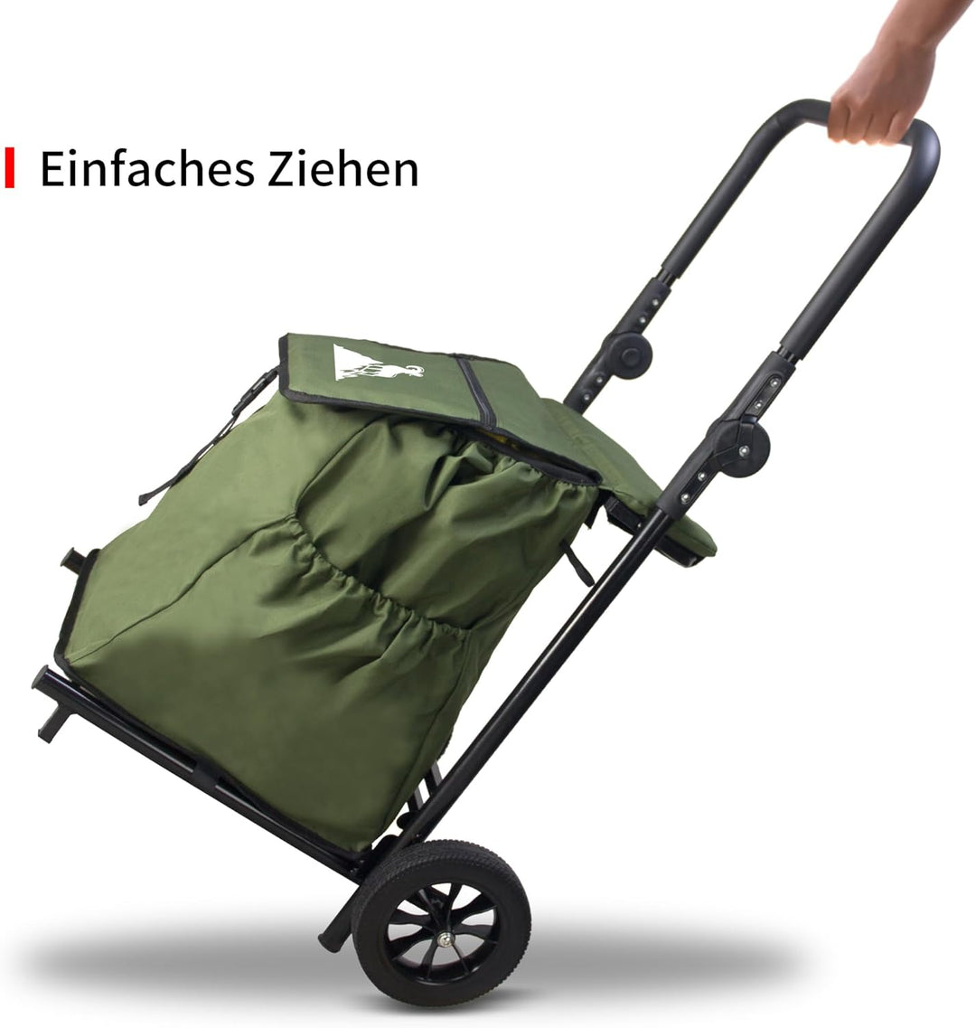 Einkaufstrolley, Klappbarer bis 50kg Einkaufswagen 120L Einkaufstasche Shoppingtrolley Handwagen für