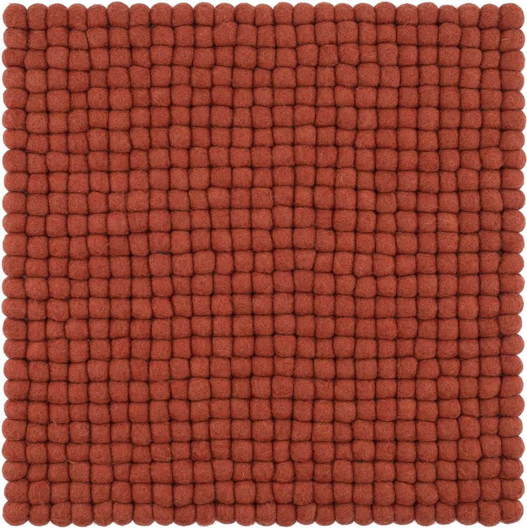 myfelt Filzkugel-Sitzauflage Stuhlauflage - Lora - quadratisch, 36x36 cm, Rostrot, Rostrot