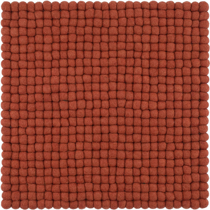 myfelt Filzkugel-Sitzauflage Stuhlauflage - Lora - quadratisch, 36x36 cm, Rostrot, Rostrot