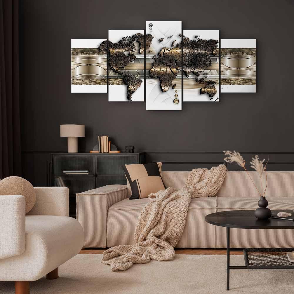 murando - Bilder Weltkarte 100x50 cm Vlies Leinwandbild 5 tlg Kunstdruck modern Wandbilder XXL Wandd