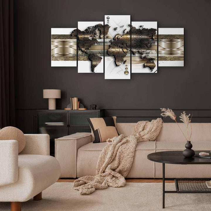 murando - Bilder Weltkarte 100x50 cm Vlies Leinwandbild 5 tlg Kunstdruck modern Wandbilder XXL Wandd