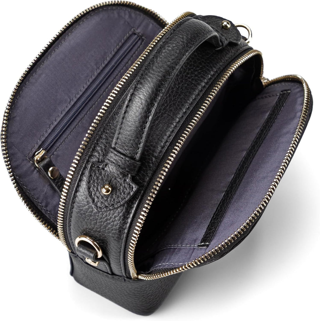 Lazarotti Bologna Leder Handtasche Damen | 2 Hauptfächer & abnehmbaren Tragegurt | mittelgrosse Henk