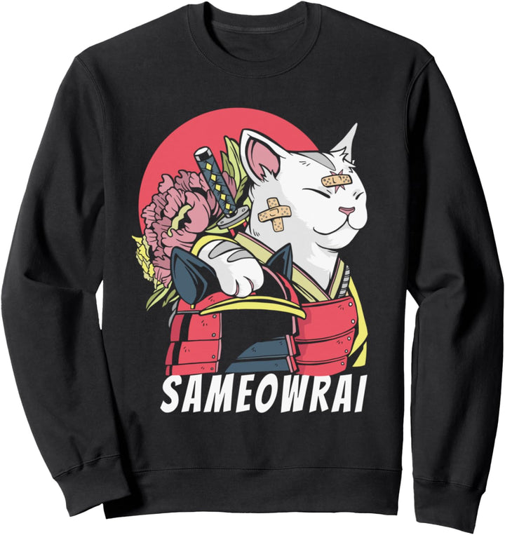 Japanische Katze Samurai Katana Sameowrai Anime Lustig Sweatshirt