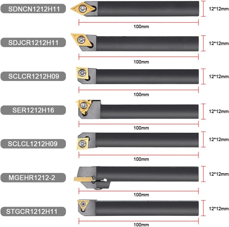 Weytoll 21Stk Drehmaschine Bohrstange drehmeissel 12x12mm Schaft Drehbank Set Bohrstange Drehwerkzeu