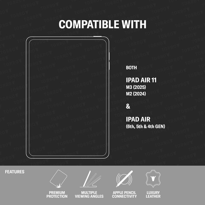 TORRO Hülle Kompatibel mit iPad Air 5 / Air 4 - Echtleder iPad Air 2022/2020 Hülle mit Standfunktion