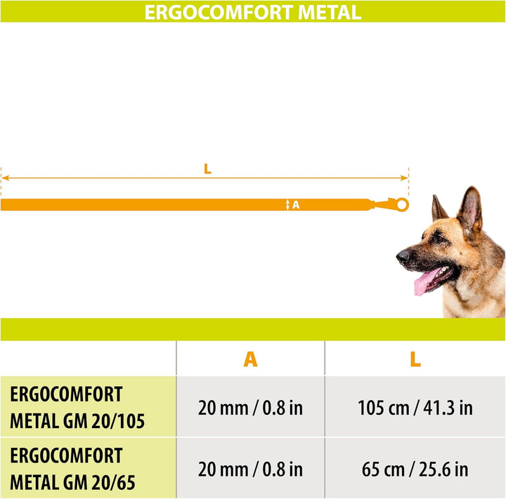 Ferplast Anti-Biss-Hundeleine aus Metall ERGOCOMFORT Metal, ergonomischer Griff, weiche Polsterung,