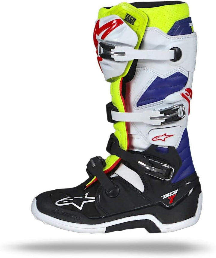 Alpinestars Herren Tech 7 Stiefel White Yellow Blue 51 EU, White Yellow Blue 51 EU