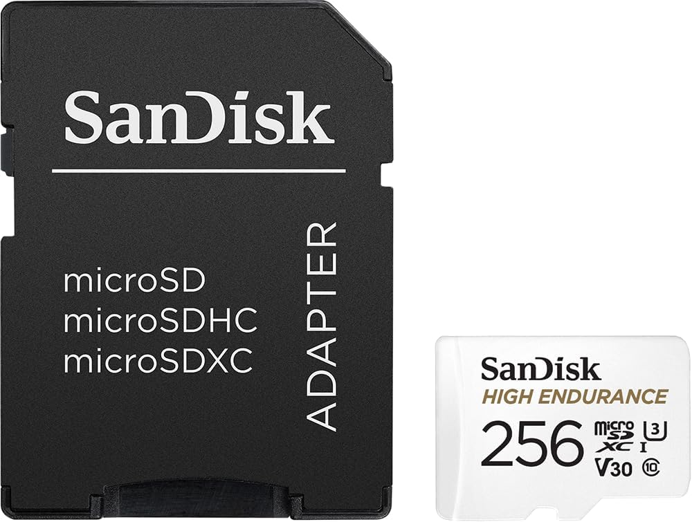 SanDisk High Endurance microSDXC Speicherkarte 256 GB + Adapter (Für Dash-Cams und private Überwachu