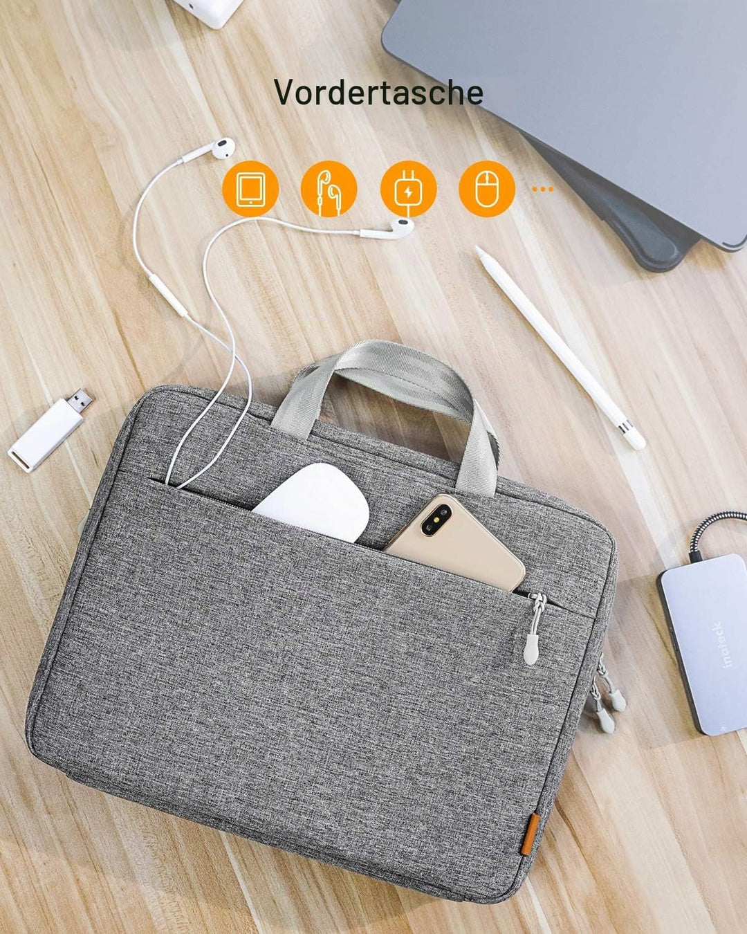 Inateck Laptoptasche Hülle kompatibel mit iPad Pro 12.9 M2 2022 M1 2021, MacBook Pro 13 M2/M1 2022-2