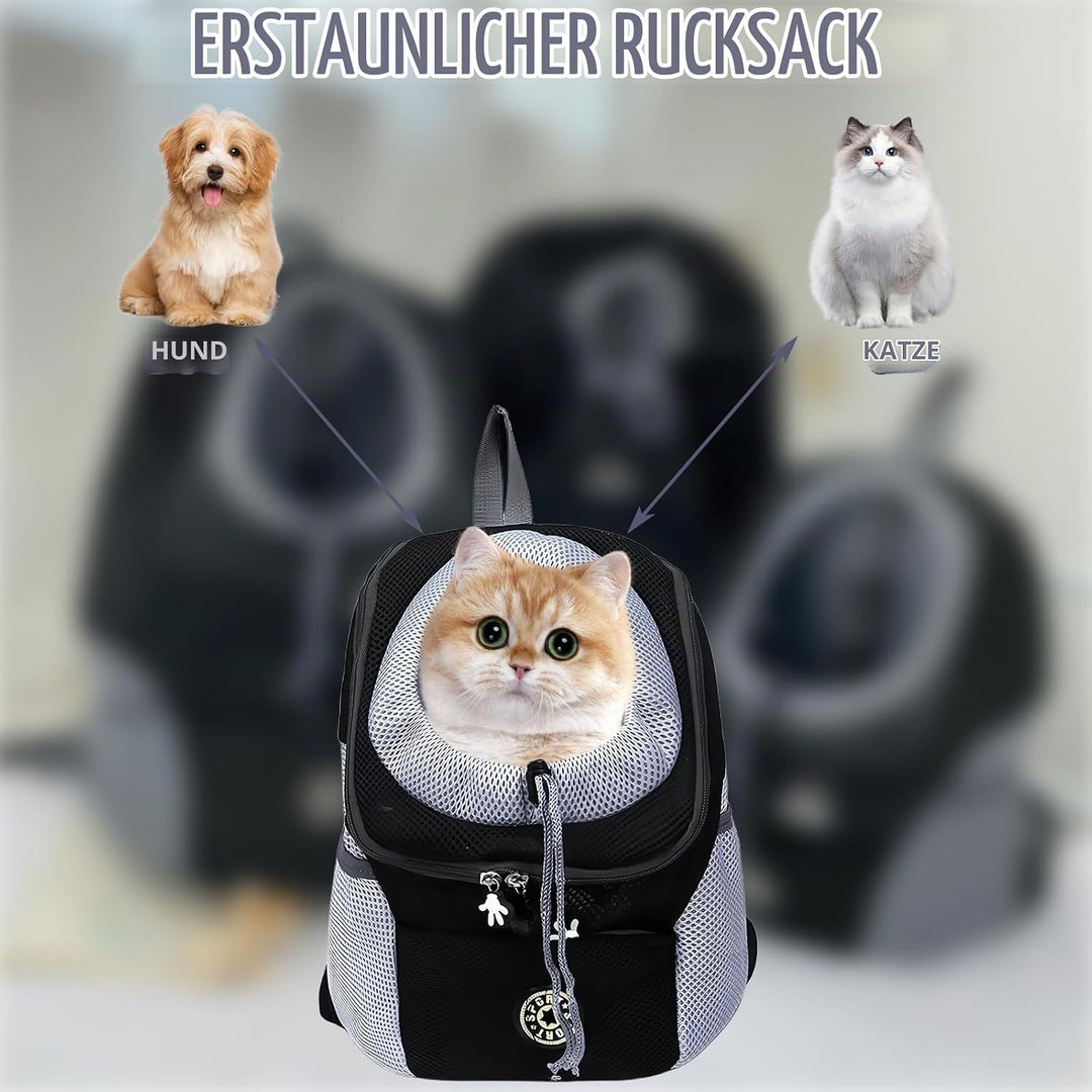 Tragbarer Atmungsaktiver Rucksack für Hunde und Katzen, Verstellbarer Transport-Rucksack Mit Fenster
