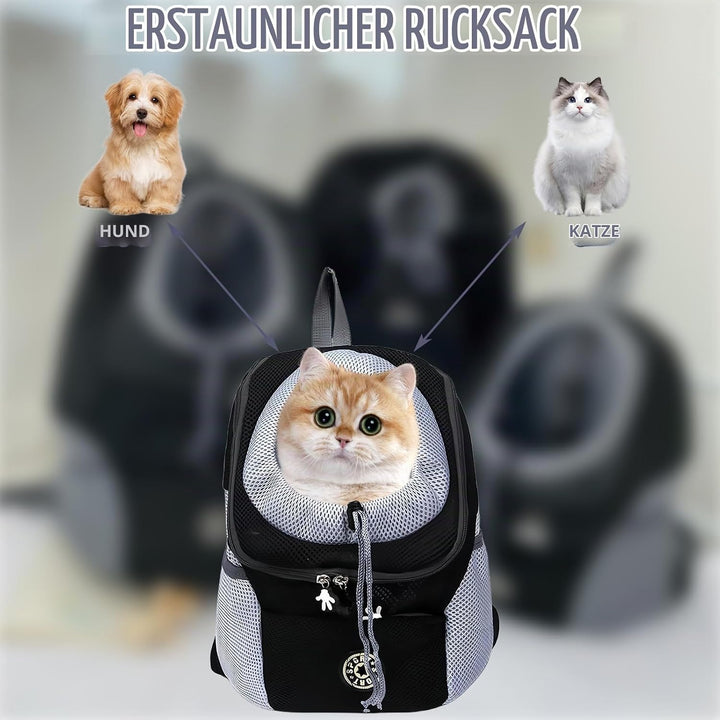 Tragbarer Atmungsaktiver Rucksack für Hunde und Katzen, Verstellbarer Transport-Rucksack Mit Fenster