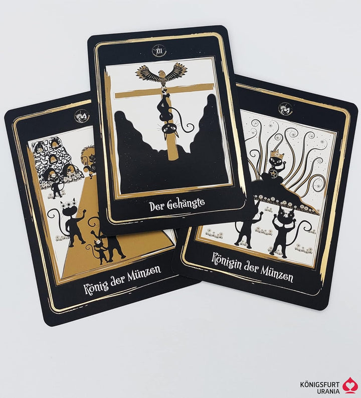 Golden Black Cat Tarot - Hochwertige Stülpdeckelschachtel mit Goldfolie: 78 Karten mit Golddruck und