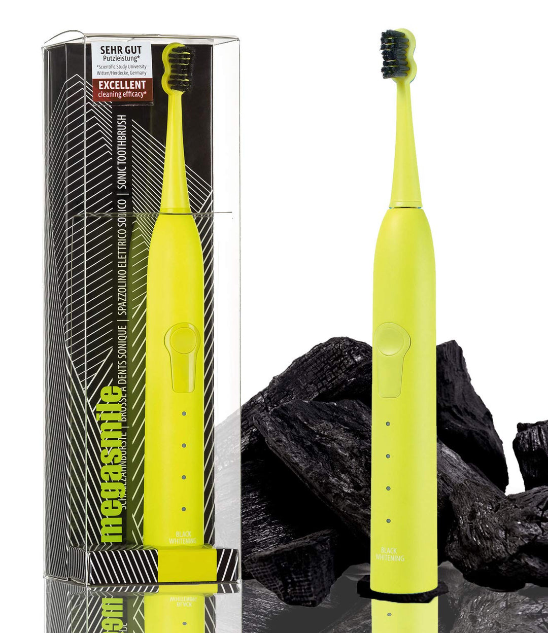 Sonic Black Whitening II Schallzahnbürste Yellow, Elektrische Zahnbürste, mit Timer, Aktivkohle ACP