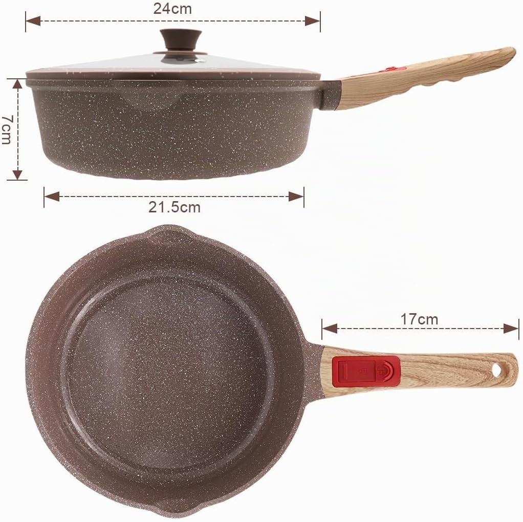 AIKENBBKK keramik pfanne 24 cm mit deckel, Antihaft Keramikbeschichtung Bratpfanne 24 cm mit Abnehmb