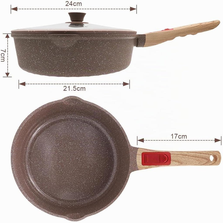 AIKENBBKK keramik pfanne 24 cm mit deckel, Antihaft Keramikbeschichtung Bratpfanne 24 cm mit Abnehmb