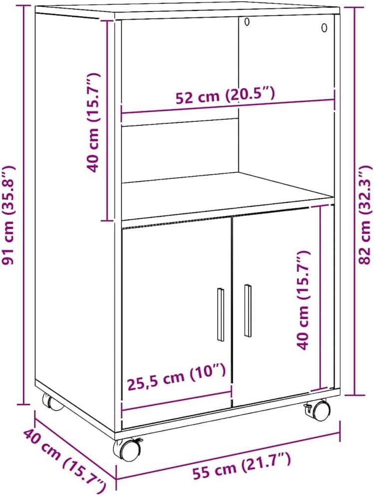 vidaXL Rollschrank, Büroschrank mit Stauraum, Aktenschrank für Wohnzimmer Büro, Bürocontainer Schran