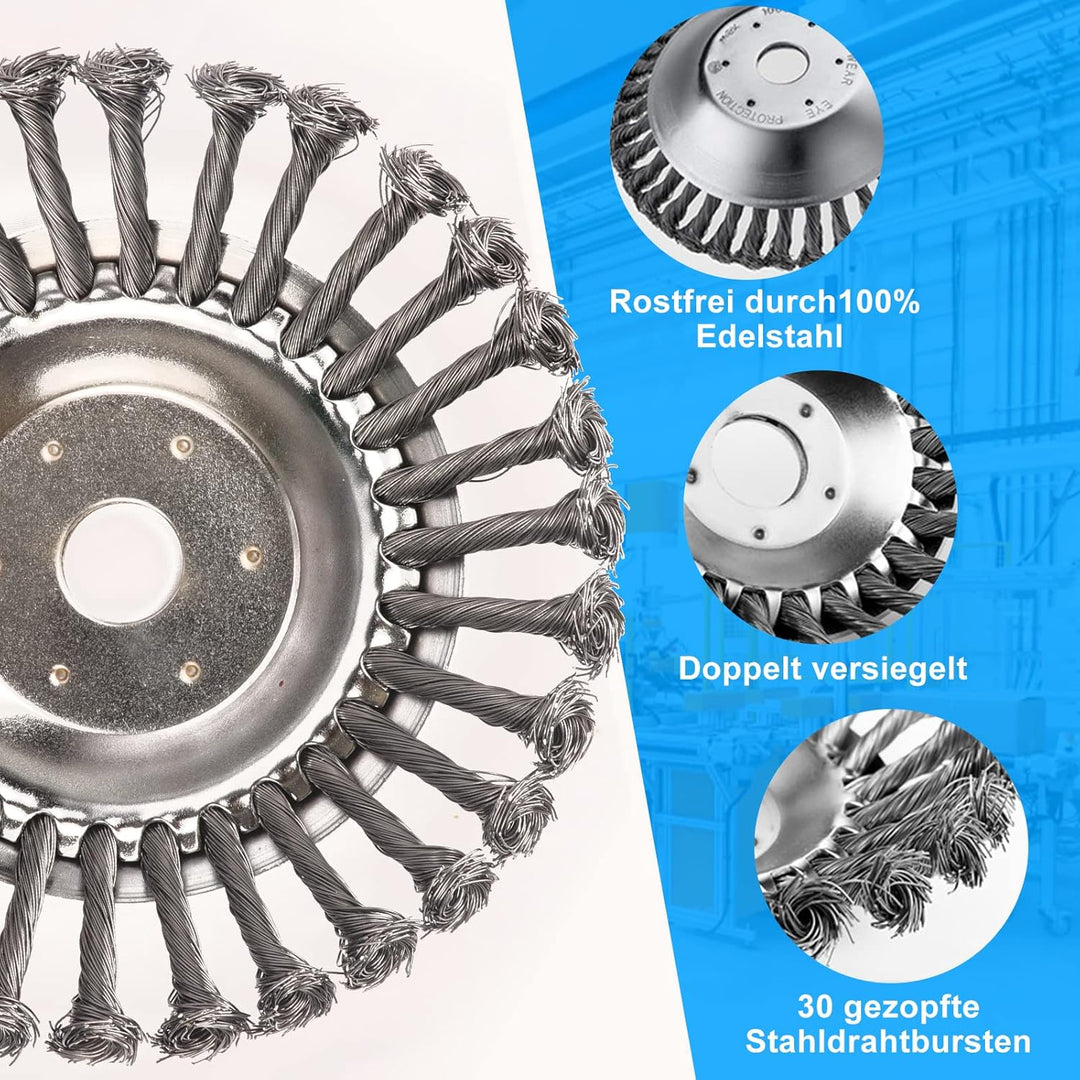 Fadun Unkrautbürste für Freischneider 200 x 25,4 mm StahlbüRste Unkrautbuerste Wildkrautbürste für M