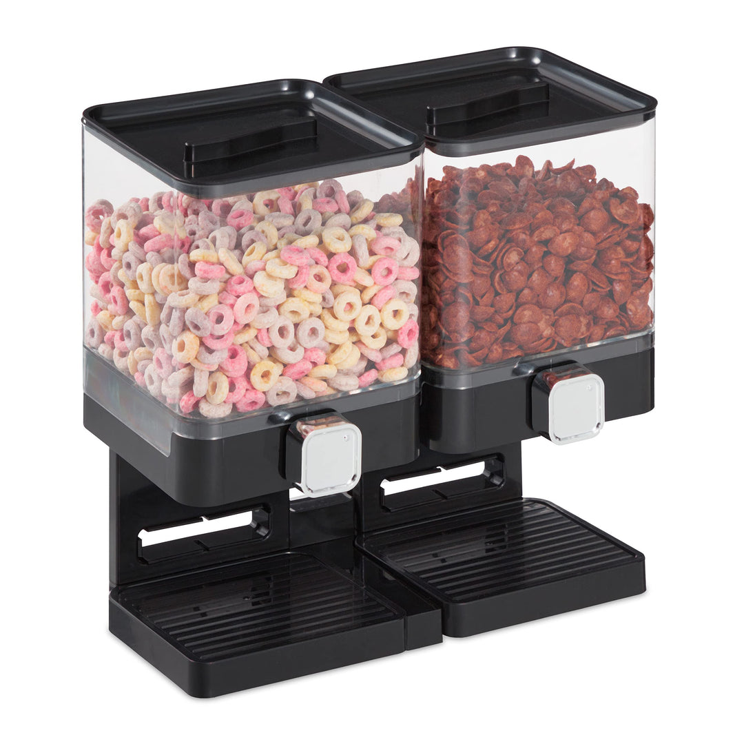Relaxdays Müslispender doppelt, Cerealienspender für Müsli, Cornflakes, Süssigkeiten, Snackspender K