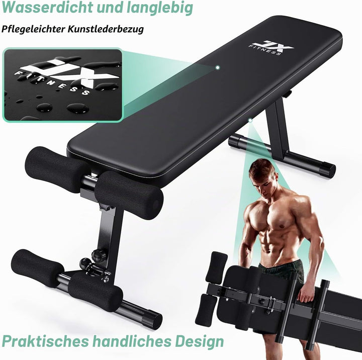 JX FITNESS Multifunktion Hantelbank Trainingsbank Flachbank Klappbare Hantelbänke und Rückentrainer,