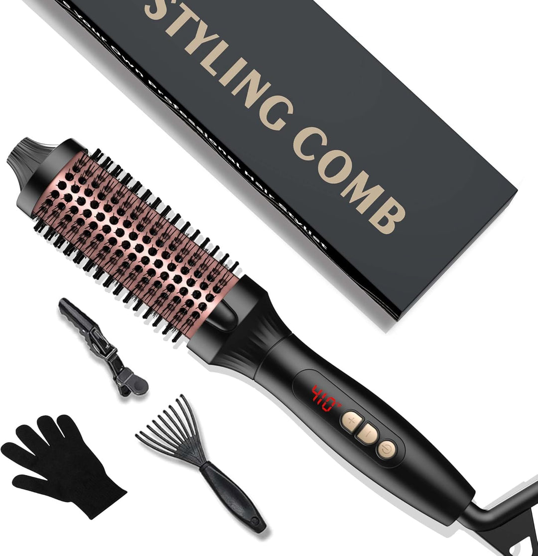 Thermal Brush, Wärmebürste Thermobürste 38mm, UKLISS Rundbürste LCD-Anzeige 120-210℃, Leichte Heat B
