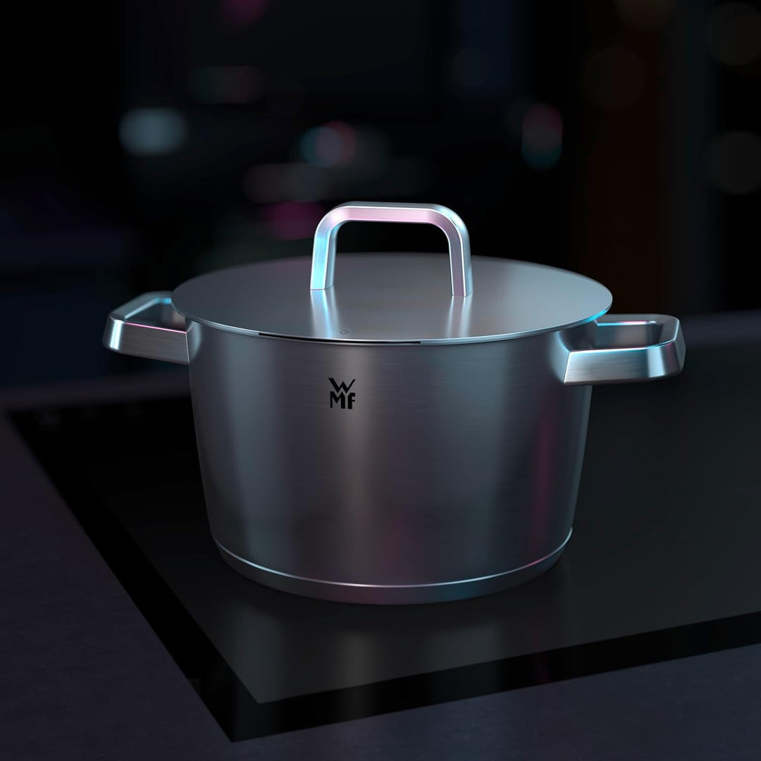 WMF Iconic Kochtopf gross 22cm, Metalldeckel, Fleischtopf Induktion 4,7l, grosser Topf, Cromargan Ed
