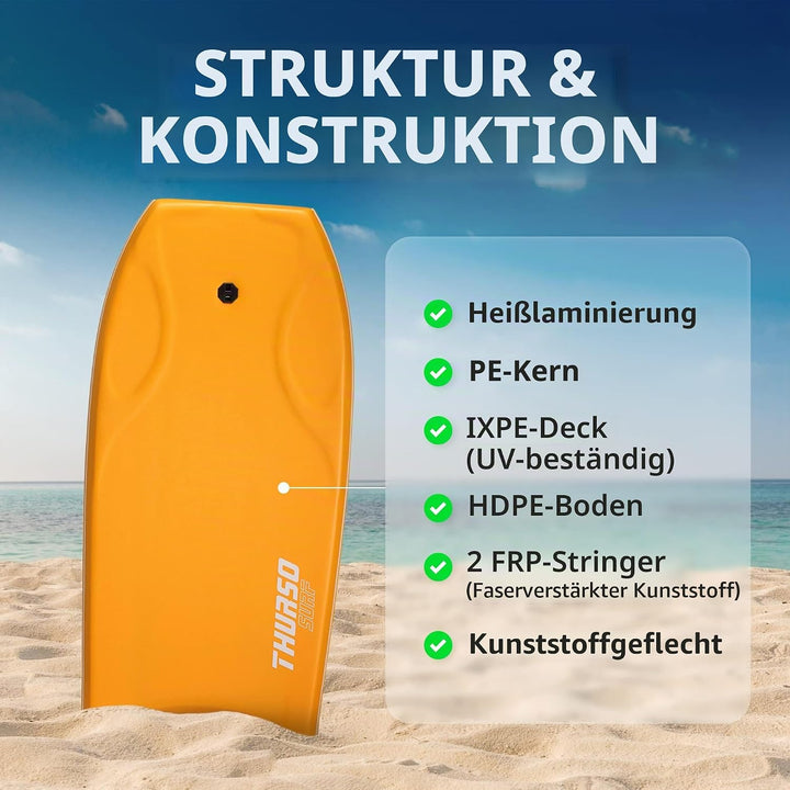 THURSO SURF Hochleistungs-Bodyboard 106,7 cm PE-IXPE-Deck HDPE-Boden FRP-Stringer Doppeltes Drehgele