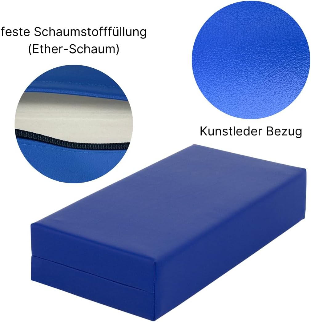 Stufen-Lagerungskissen 50 x 25 x 10cm aus qualitativem Ether-Schaum mit Kunstlederbezug, verstecktem