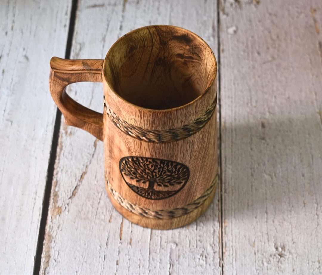 India House Bierkrug für Ihn / 625 ml Holz-Bierkrug - Hochzeits- und Geburtstagsgeschenke (Set mit 2