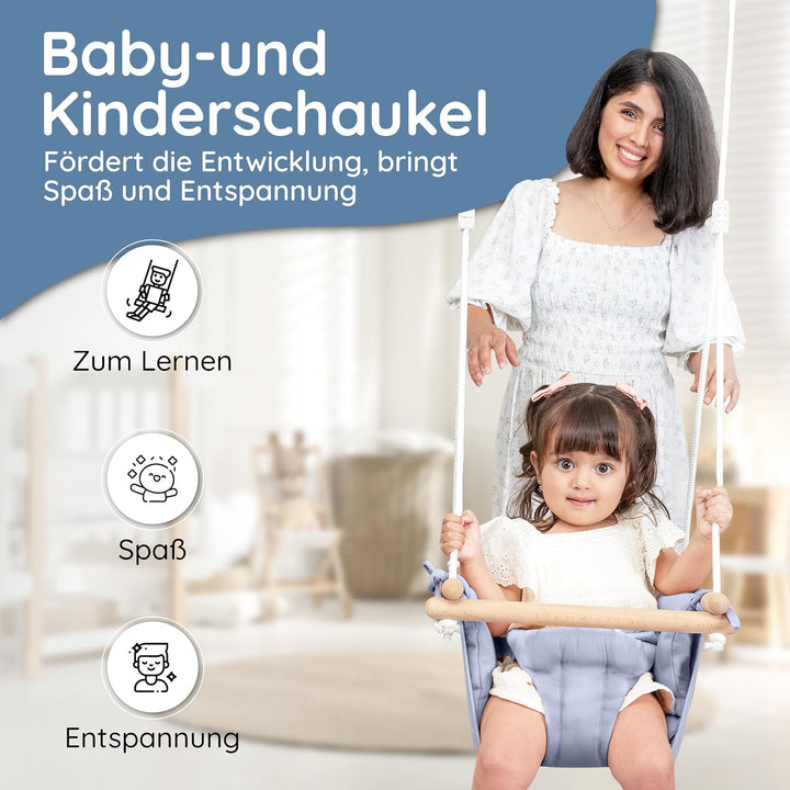 AMAZINGs Baby und Kinderschaukel | Mitwachsende Babyschaukel. Komplettset mit Aufhängung für Indoor