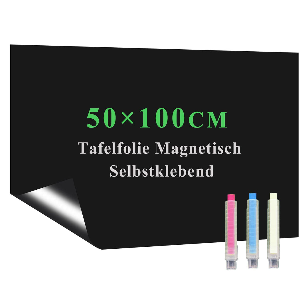 Lyzzxi Tafelfolie Selbstklebend, 50*100cm Magnetfolie Magnetisch Schwarz, Abwischbar Kreidefolie, Ma