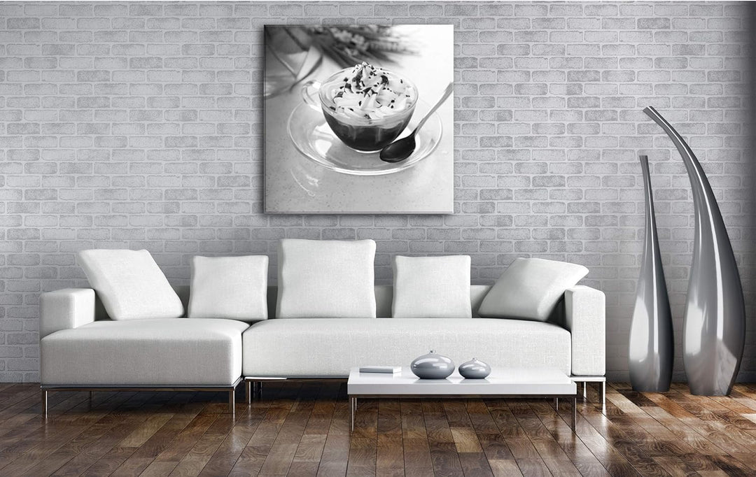 deyoli leckeres EIS Dessert Format: 70x70 Effekt: Schwarz&Weiss als Leinwandbild, Motiv fertig gerah