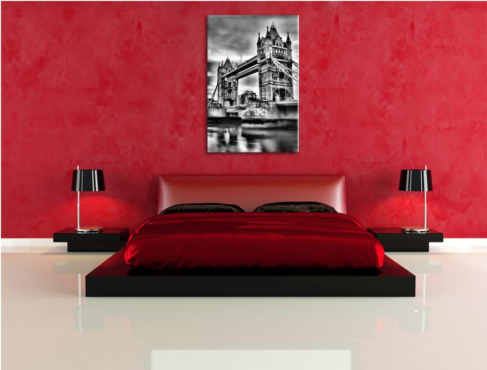 Monocrome, London, Format: 100x70 auf Leinwand, XXL riesige Bilder fertig gerahmt mit Keilrahmen, Ku