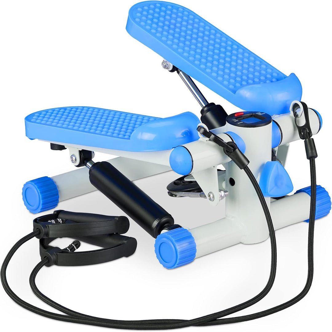 Relaxdays Stepper mit Schrittzähler, inkl. 2 Expander, Verstellbarer Widerstand, Fitnessgerät für zu