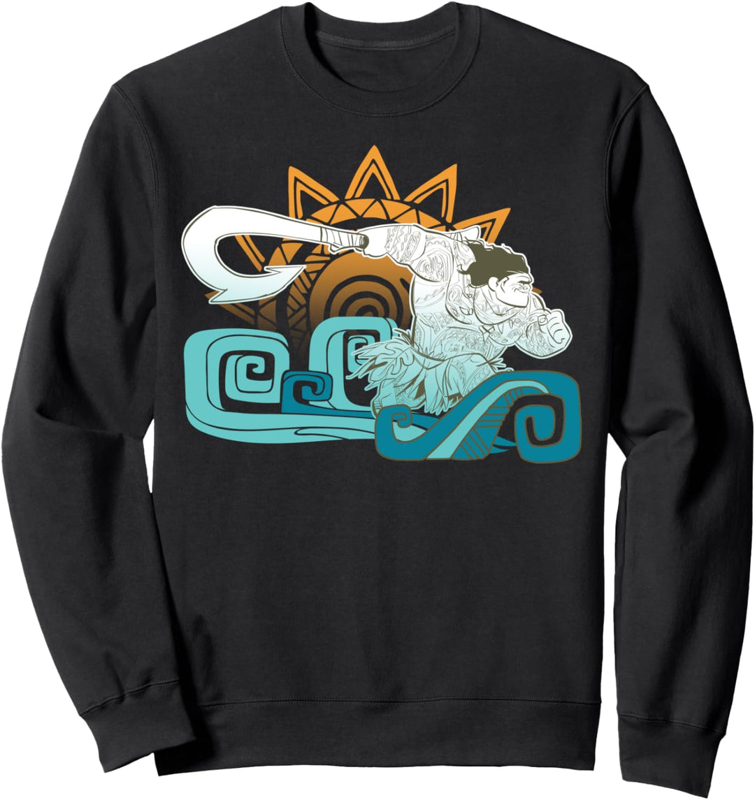 Disney Moana Maui Hook Geometric Sun Portrait Sweatshirt