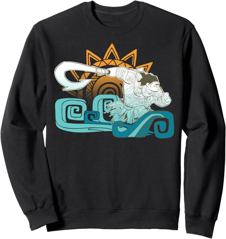 Disney Moana Maui Hook Geometric Sun Portrait Sweatshirt