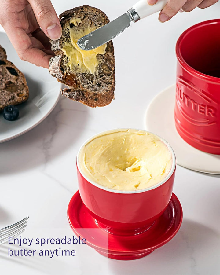 Besmeety Grosse Französische Butterdose, Butterglocke Keramik, Butterdose Porzellan, Butterdosen, 25