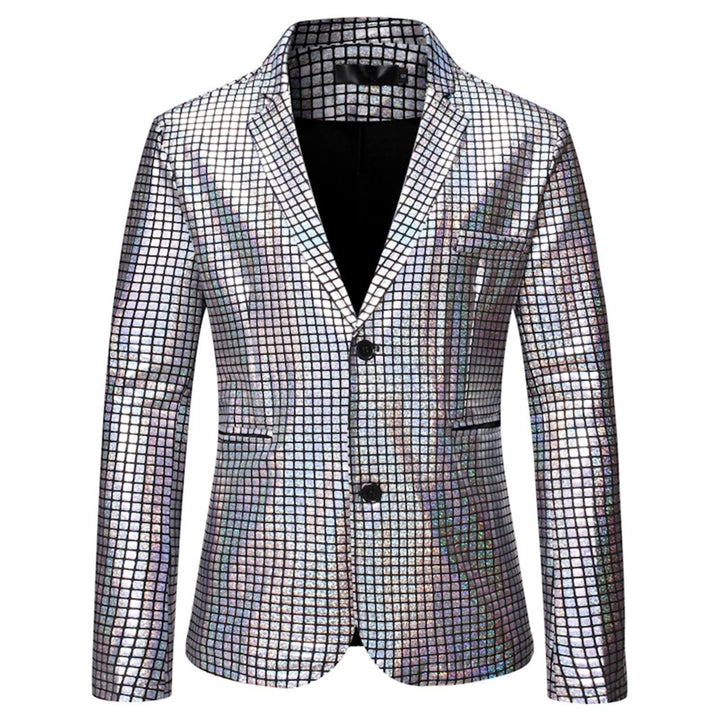 Herren Pailletten Jacke Anzugjacke Langarm Smoking Sakko Glänzend Blazer Männer DJ Disco Mottoparty