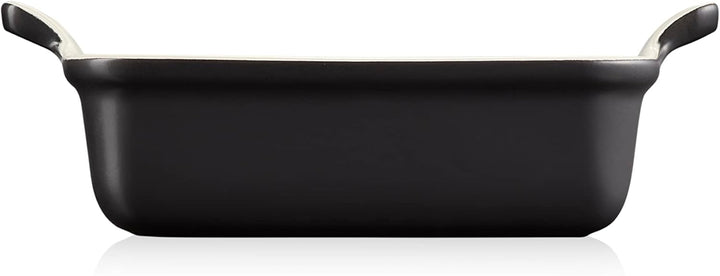 Le Creuset Rechteckige Auflaufform Tradition aus Steinzeug, 19 cm, 1.1 Liter, Schwarz glänzend, 7110