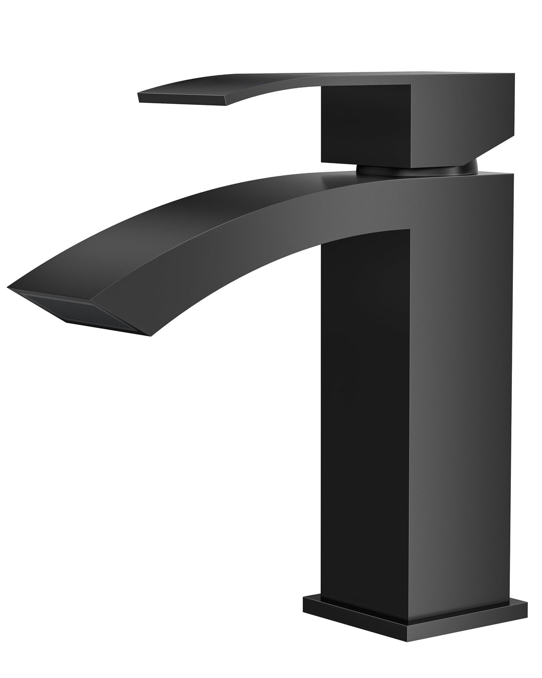 FORIOUS Wasserhahn Bad Schwarz, Wasserfall Waschtischarmatur mit Auslauf Höhe 100 mm, Mischbatterie